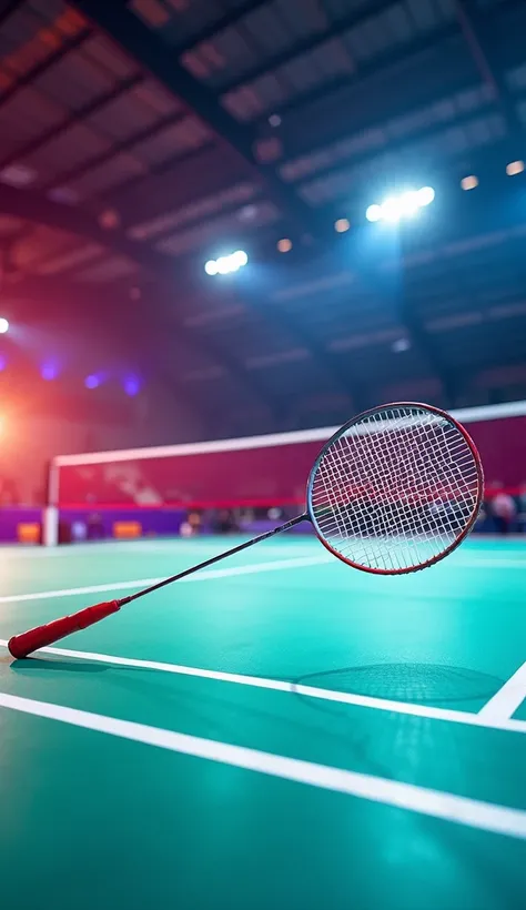 You are designing a vibrant and dynamic background for a badminton tournament, aimed at creating an energetic atmosphere that captures the spirit of the game—speed, agility, precision, and sportsmanship. The background should enhance the event branding and...