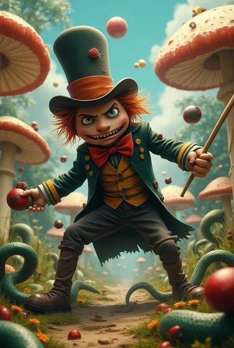 Crazy hatter killing exterminating snakes in the game Little Big Snake 