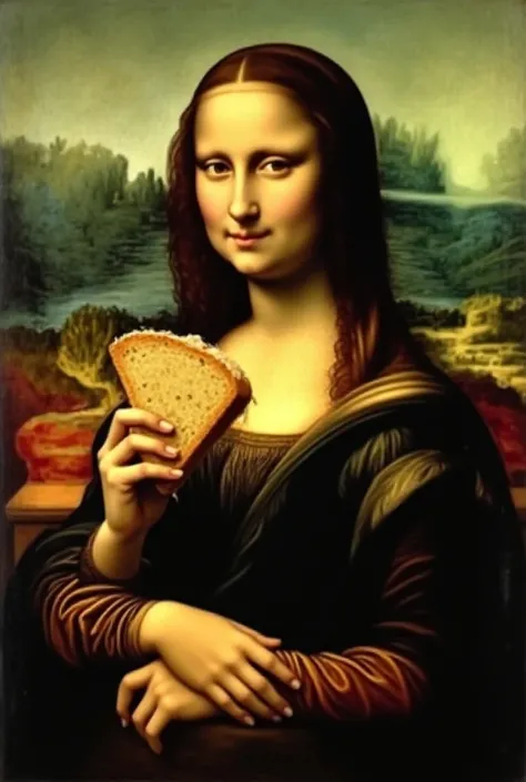 Mona Lisa eats bread