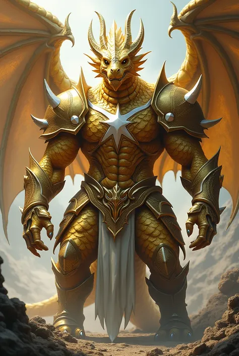  Dragon War Armor , biped,  in gold and with white details , a self and strong body  