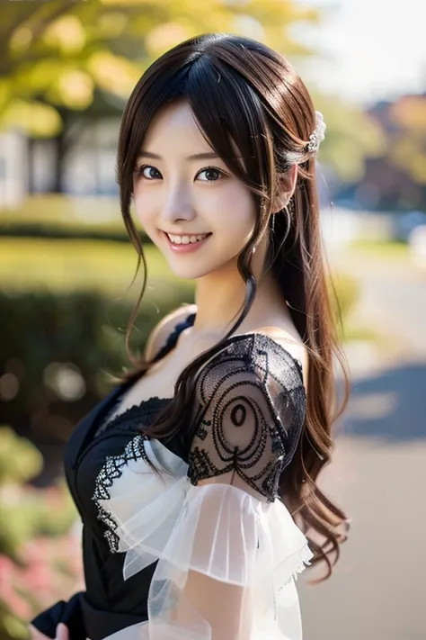 Photo-realistic quality、A Japanese model is standing wearing a see-through lace black dress,   cosplay, anime girl  cosplay,  cosplay photo, Anime Goddess,  Genshin Impact, elegant glamourous  cosplay,  プロフェッショナル  cosplay、 looking at camera、Detailed and be...