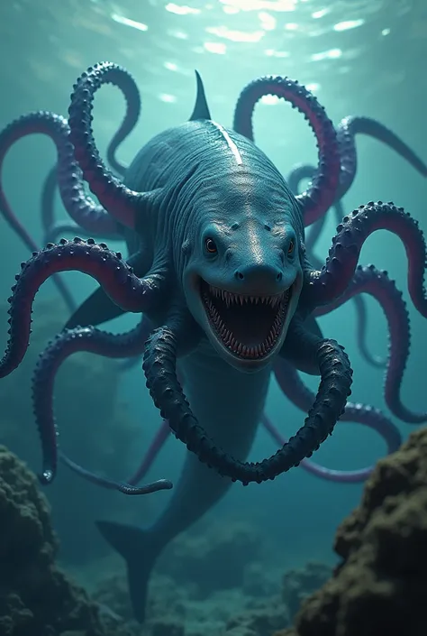 Shark and octopus hybrid image full