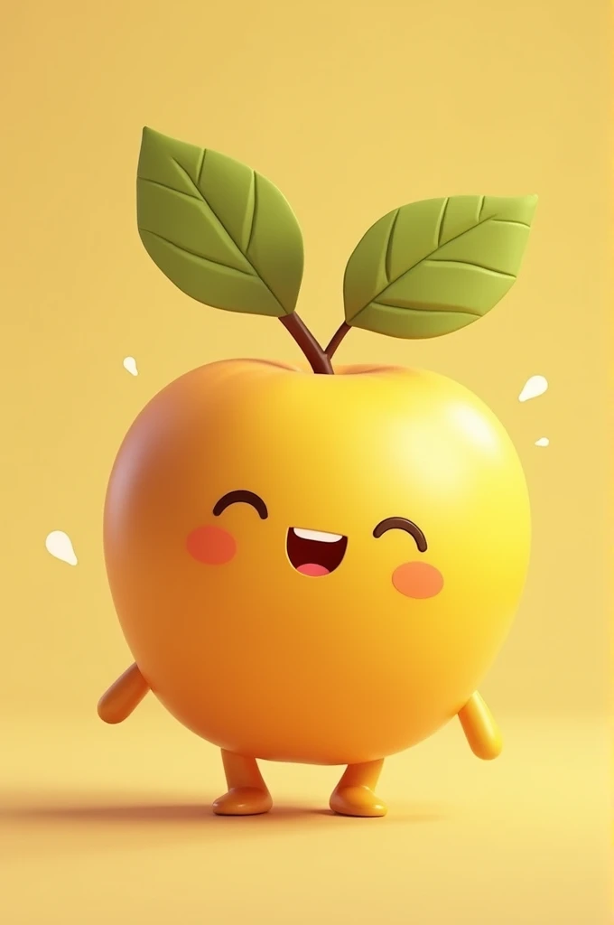 2D cute yellow apple smile and talk a baby cute