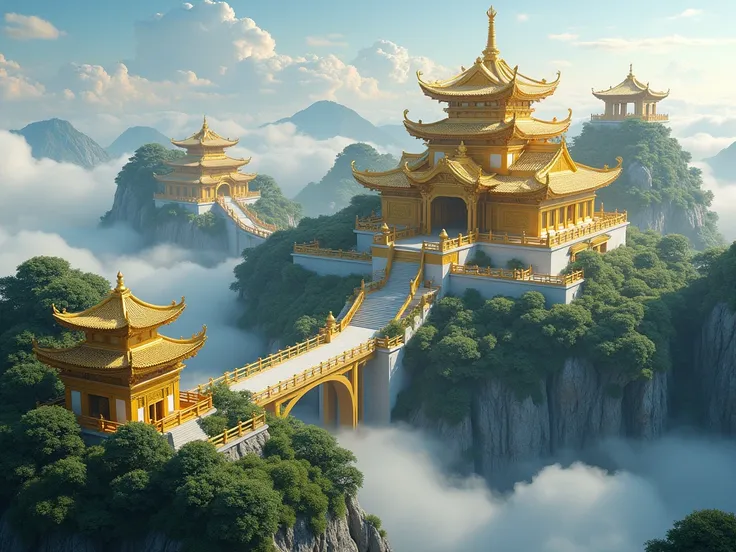 East Asias Golden Architectural Complex in the Clouds