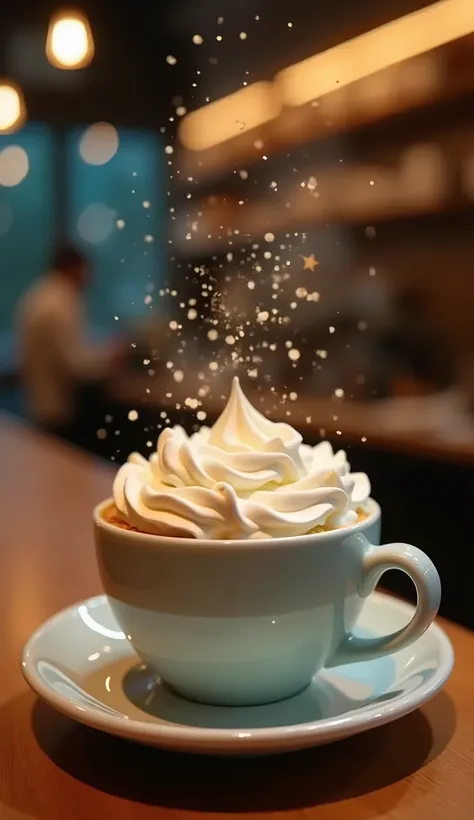 Starbucks Coffeeの特別なメニューで、雲のようにふわふわとしたクリームが乗った「スカイラテ」や、星空をイメージした「ミルキーベルベットラテ」など、特製ドリンクが揃う。飲むと、ふわっと温かさが広がり、まるで雲の中にいるような感覚に包まれる。