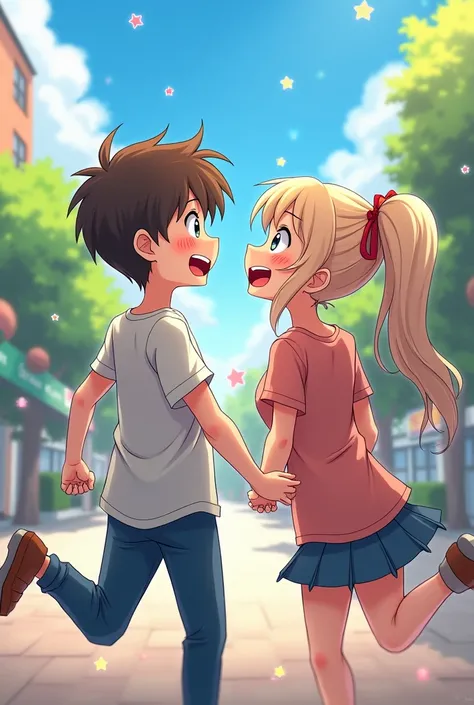 A Couple having fun, anime style.