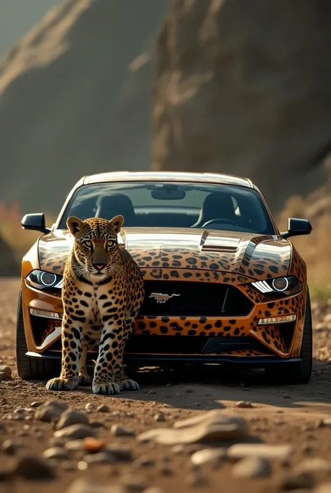 Mustang car and  leopard 