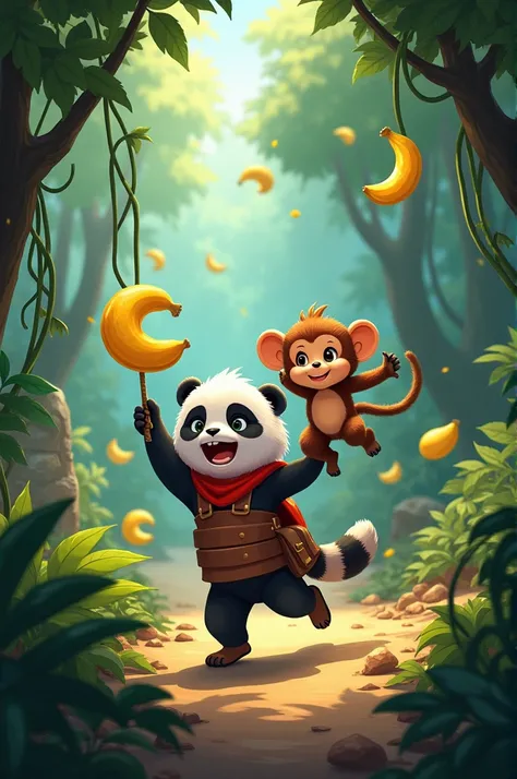 Dodo the brave panda and Dum Dum the clever monkey set off on a thrilling mission! The Banana Bandits—sneaky raccoons—had stolen every last banana. Dodging traps, swinging through vines, and solving tricky puzzles, they crept closer to the raccoons hideout...