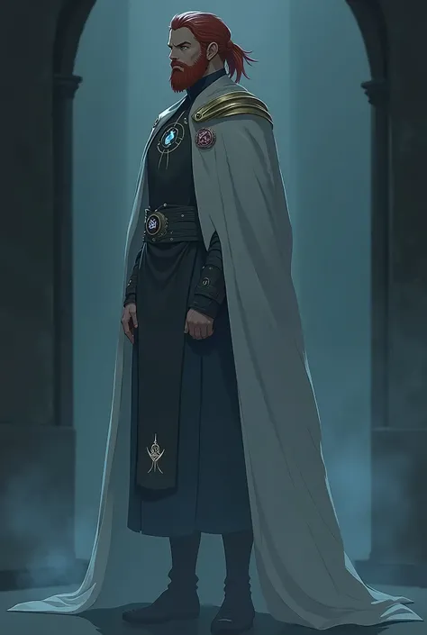 The robes of the Master-Guardian of the Order of the Guardians of Time combine mystical and military elements, reflecting his authority and connection with time and space. The base of the garment is a tunic of black fabric, with silver and gold threads int...