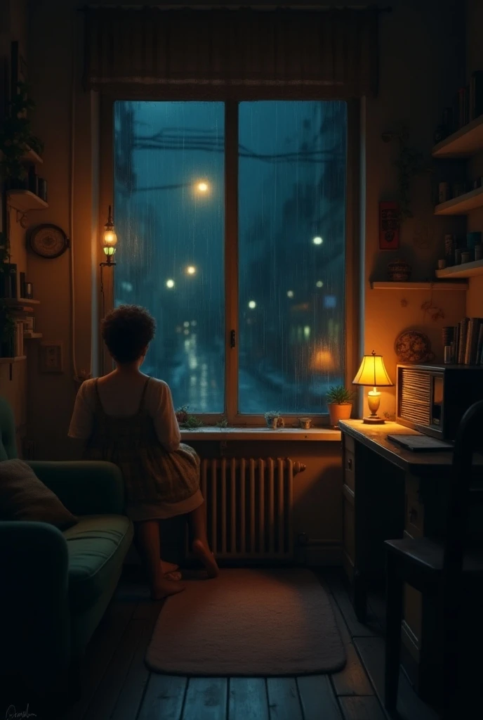 
1) Download tranding song 
Prompt - A cozy, dimly lit room with soft lighting, vintage decor, and a window showing a rainy street at night. Pastel colors and grainy textures, with a calm, nostalgic atmosphere.