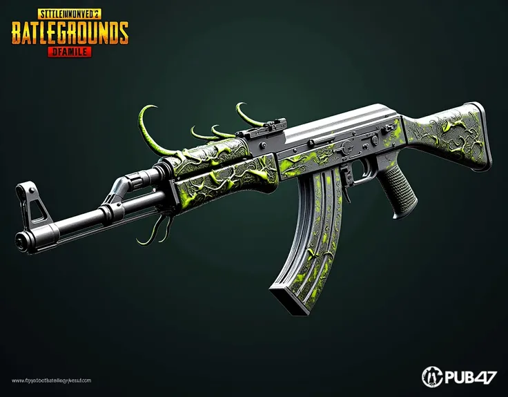 I need you to generate an upgradable skin for the assault rifle AK-47 for PUBG mobile PDP design contest. I want this skin in venom style, but make It very detailed and revolutionary, that shows basic appearance, advanced form and final form, just like in ...