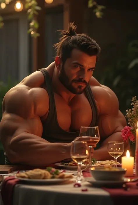 Veey Huge muscle farmer woman   dinner romantic  ripped 