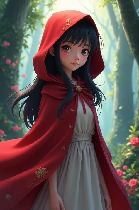 3D anime girl in red riding hood