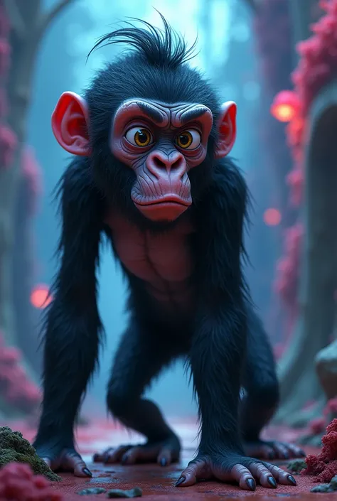 Create a character(( ADOLESCIENTE GORILLA woman)) stylized from ((Inside Out movie anxiety))Tim Burton Style,(best quality, 4K, 8k, High resolution, masterpiece: 1.2), ultra detailed, HDR, Ultra HD, studio lighting, ultra-fine paint, sharp focus, Physicall...