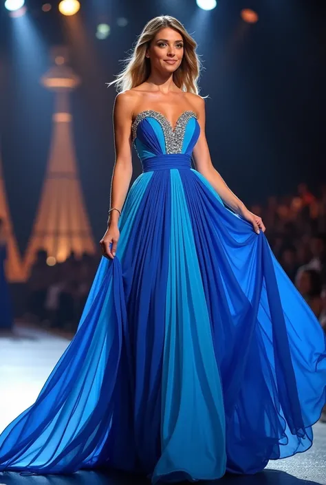 Striped blue dress for Miss Universe 