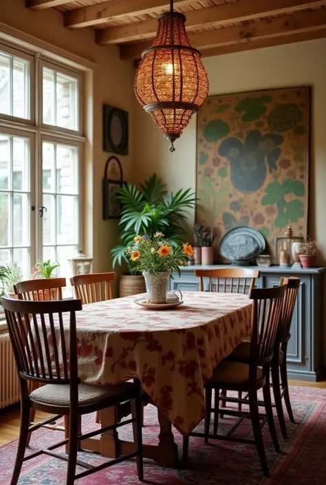 dining room, bohemian style