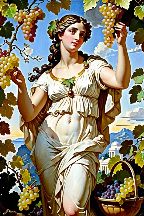 ✨✨✨








oil painting, style   ,  Greek noon ,  beautiful Greek woman Venus de Milo  ,  grape picking ,   marble Venus removes a large bunch of glowing grapes from a branch, Karl Bryullov reaches out ,  looks at a bunch of grapes ,  huge eyes ,  long la...