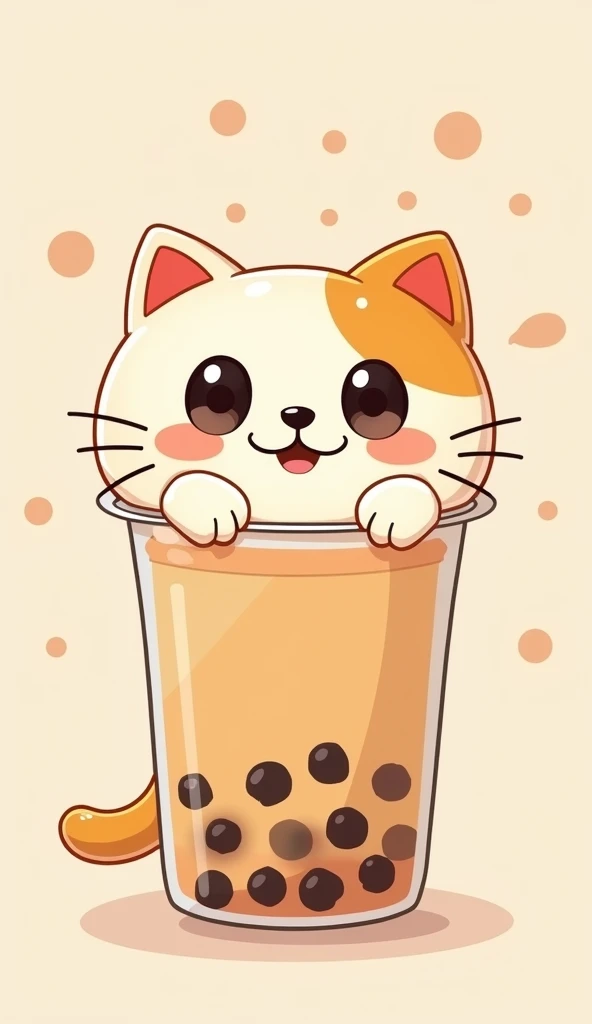 Personal, A cute, cartoon-style playful cat-shaped cup,  Tapioca Milk Tea, 