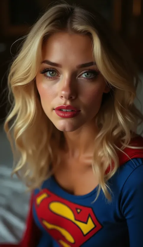 A sultry shot from below, POV-style. The camera frames supergirl’s alluring face, beauty a calculated trap. Her smile, a seductive curve of lips, is aimed directly at me, passion burning in sleepy, droopy eyes that convey longing. Reflective blue eyes seem...