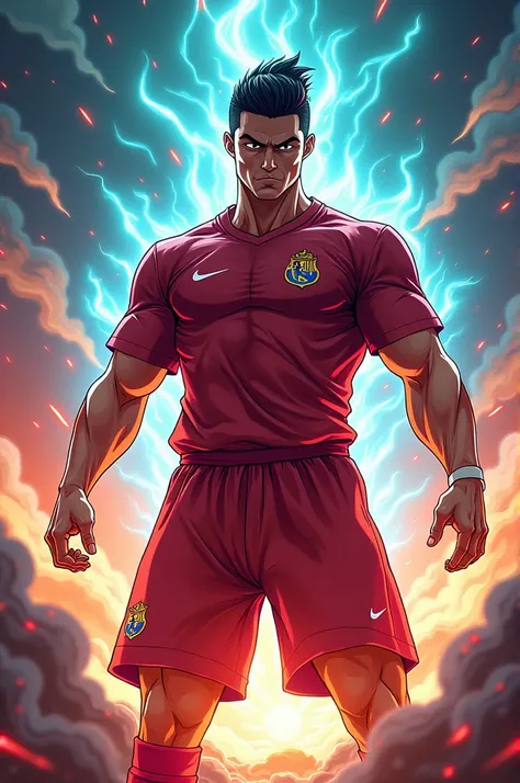 Ronaldo in dragon ball z anime art style 