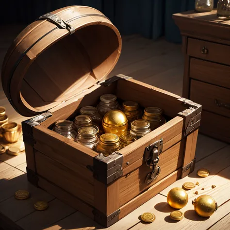 treasure chest, sealed, sturdy, novel, unrealistic, shaking, jar, melting, sensation,