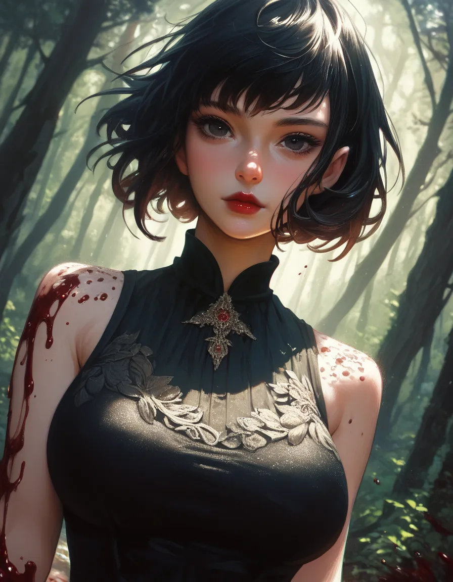 score_9, score_8_up, score_7_up, score_6_up, dndfg, detailed drawing, 1girl, solo, black hair, looking at viewer, short hair, ba...