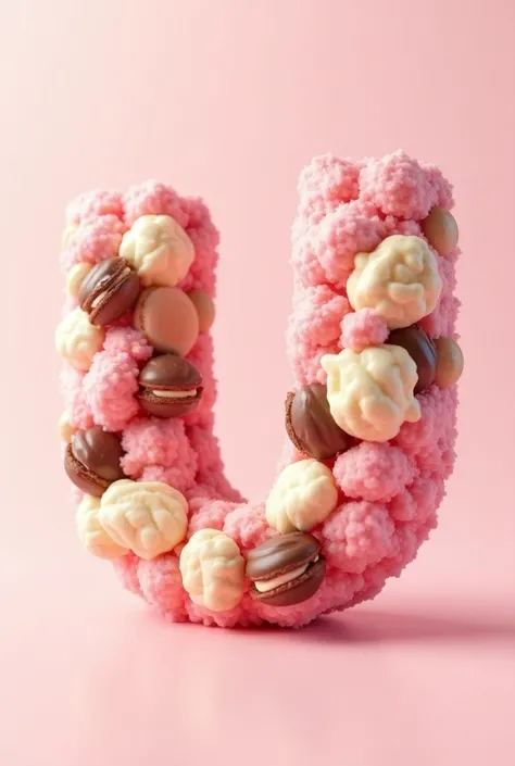 Pink vanilla chocolate bounties around alphabet U 