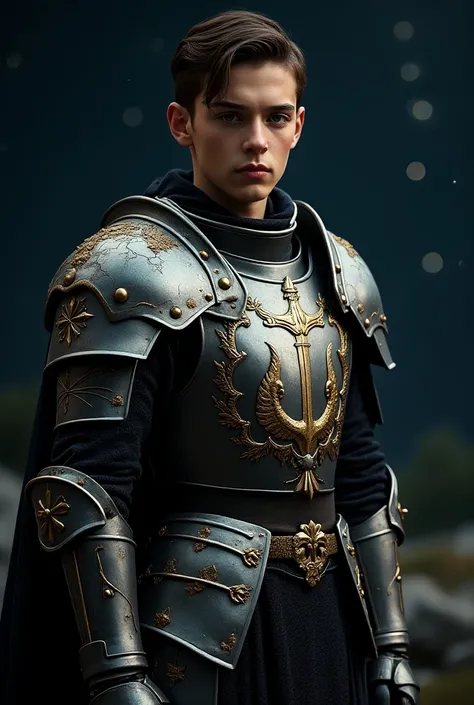  A young man in armor based on knights of the zodiac, But the constellations are Capricorn and Anchor  