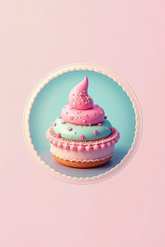  Create a logo for a business with the name Dulce Encanto, that is with pastel colors , colorful, creative, realistic, striking,  that has to do with desserts and pastries , Circular