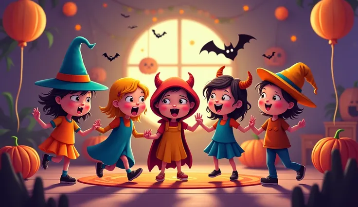 They dance and they giggle, they’re not so mean,
It’s a funny little party for Halloween!
s cartoon 