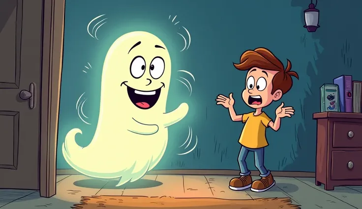 Boo! Boo! What will you do?
A ghost might pop up and say, “How are you?”
s cartoon 