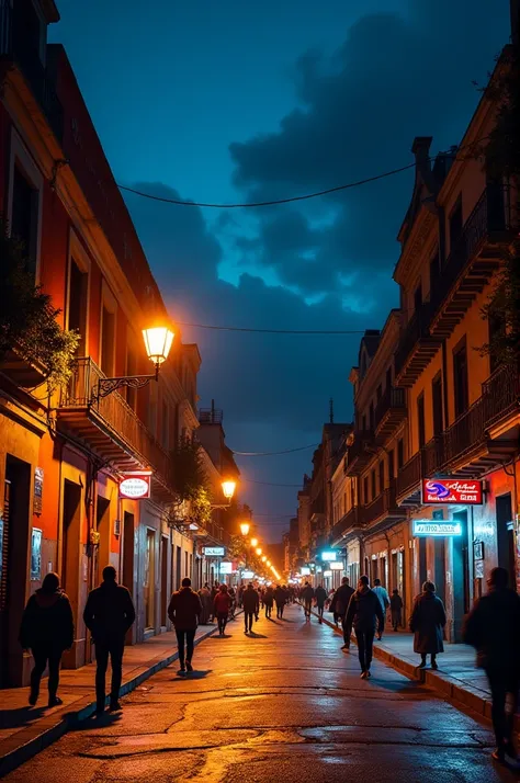 Street with lights Argentina at night 