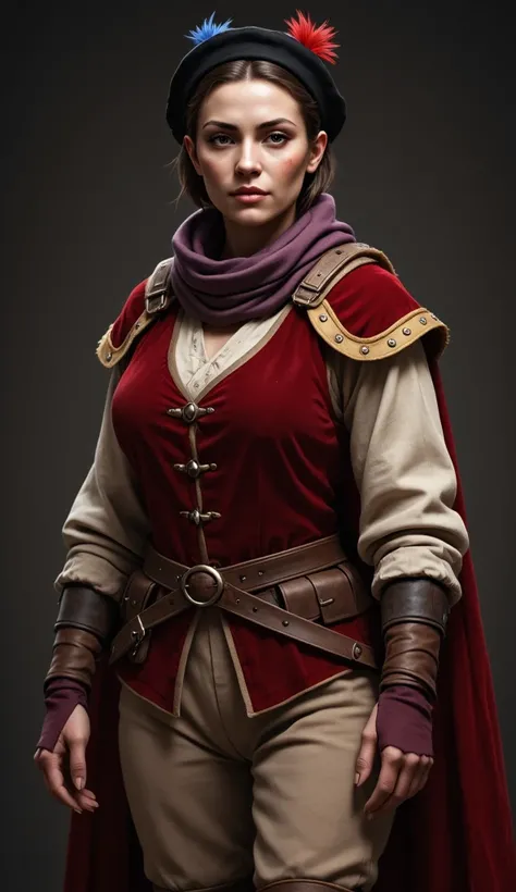 fool lenght concept art, realistic 3D characters - (stands full height from head to boots) Renaissance 15-16 centuries - noble young beauty  - Spanish soldier of the tertia of Captain Allatriste 15-16 centuries.  With short, neatly styled hair.  beautiful ...