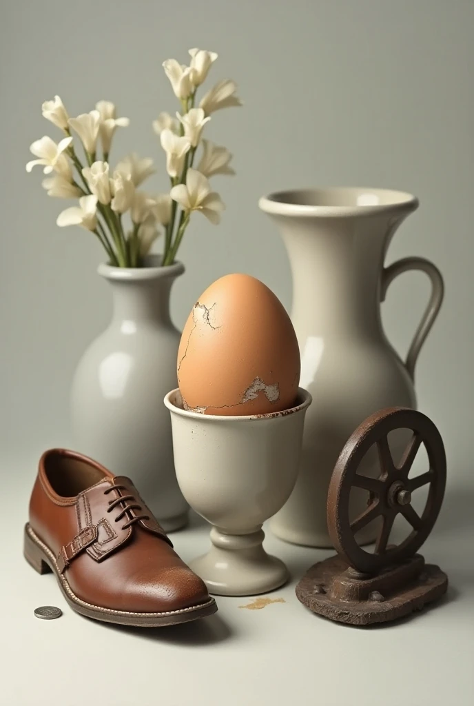 compose them altogether.
1. A cracked egg
4. Cup
5. Vase
8. Shoe
10. Coin
11. Wheel