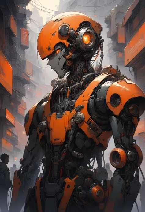 (cyber young african boy with metallic dark cracked skin, Wild matte black dread hair, young , gazes sideways,his fragile form encased in a cyborg exoskeleton. Hydraulic mandibles frame his mechanical mouth, cyberpunk, Intricate dieselpunk engines and hydr...