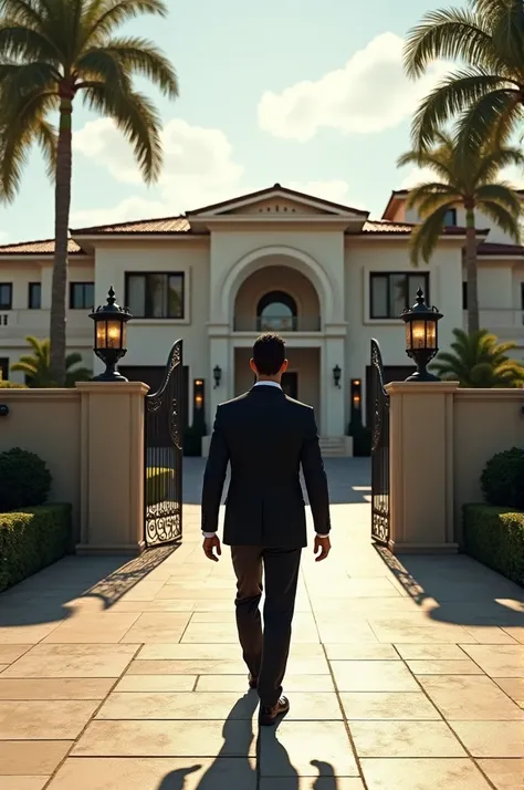 Cristiano Ronaldo entering Lionel Messi luxury house