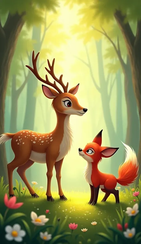 The deer and the fox became friends.











