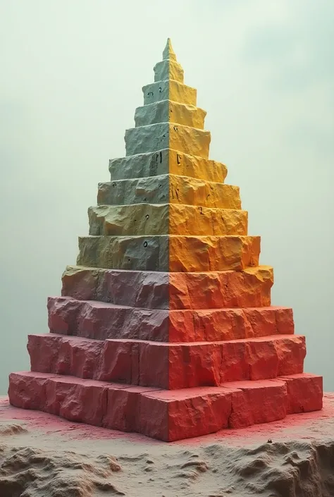 A pyramid from 1 to 10 with two sides,  with the number of 1 being at the base and the number 10 at the top .  And on the other side of the tower ,  places 10 to 9 . Its a tower ...  a tower not ,  a two-part pyramid .  And I want you to write in the cente...