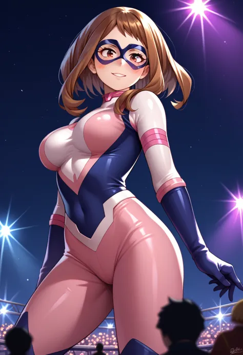 score_9_up, score_8_up, score_7_up,score_6_up, score_5_up, score_4_up , 1girl, solo, ochako uraraka, brown eyes, brown hair, sho...