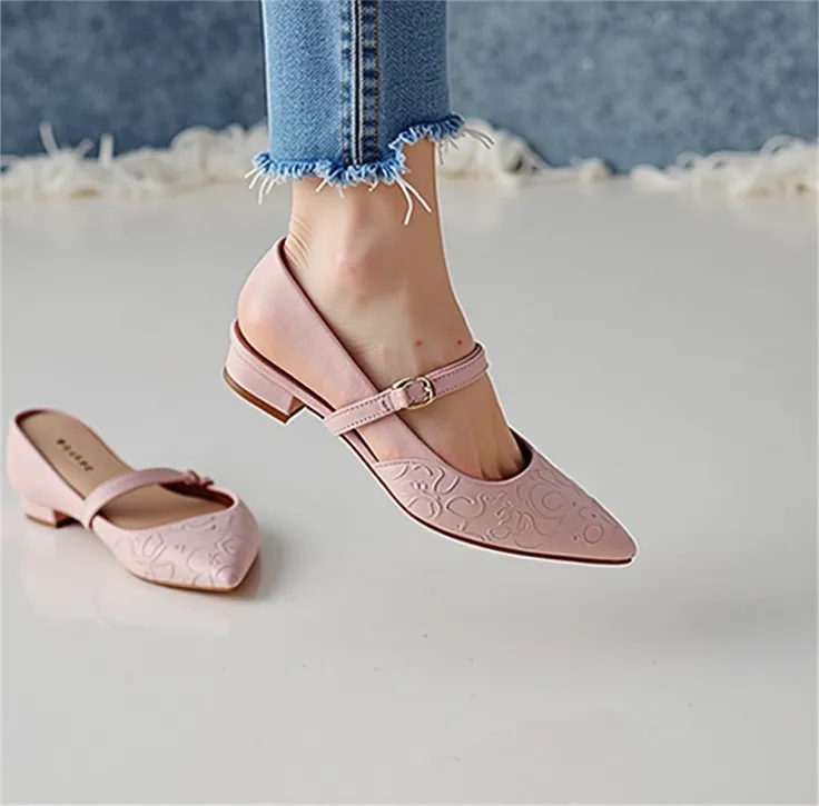 Design Mary Jane shoes as closely as possible to the picture, but let them be as follows:

Make a picture with detailed patterns as follows:
1) These are Merry Jane shoes in nude pink or light pink with a pointed head
2 ). The shoe straps are adjustable fo...