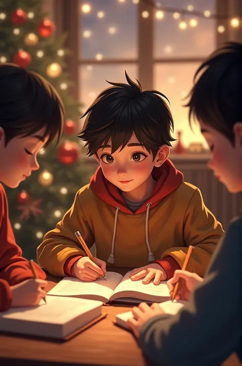 Christmas reading and writing for ren seated in a group