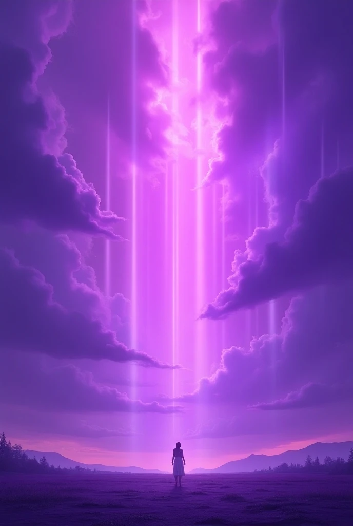 Image of a purple sky rising and rising with rays 
