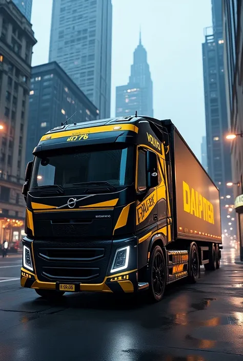 Dapper transportes, Using a realistic, futuristic trunk truck from Volvo , with the yellow and black DAPPER transports sign 