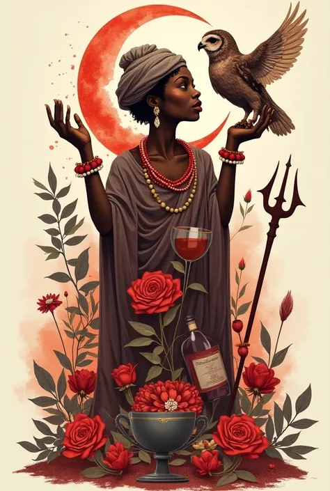 ” highlights the importance of Exu in the lives of those who revere him ,  There are several elements that reinforce the symbolism of Exu . in the center, A woman in a turban looks up,  transmitting strength and devotion .  She is wrapped in symbolic eleme...