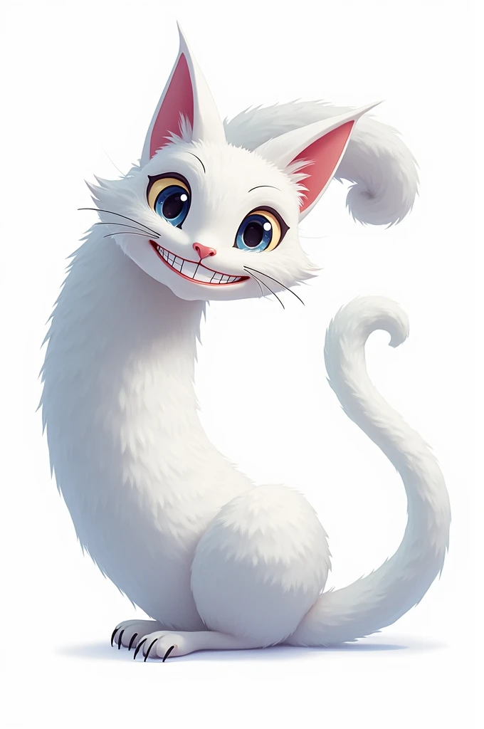 Cheshire Cat Shaped as letter C, anime, white background 