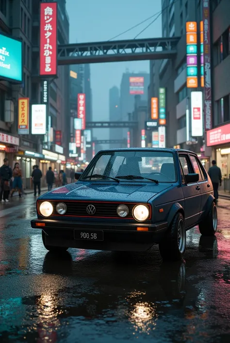 vw golf, cyberpunk city of tokyo, rain drops, --ar 128:85 --v 5.1 --s 750 --q 2 --style raw. Low quality high. iso old photo, —no vintage