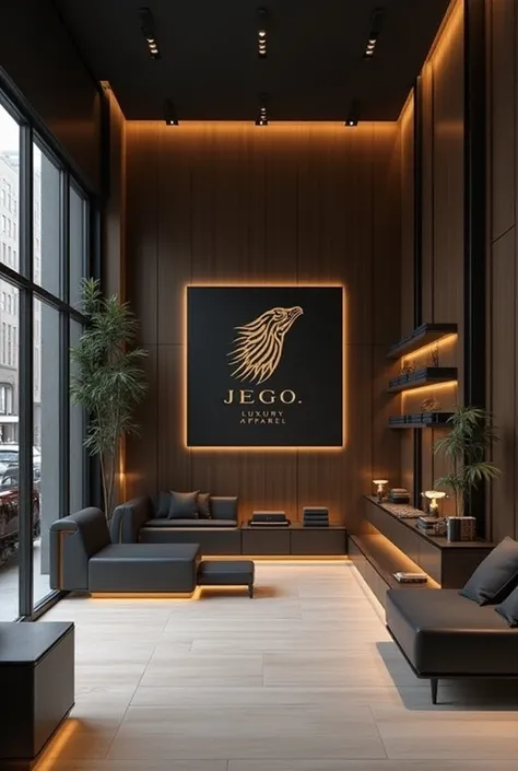 - "Create an image with your logo of a luxury clothing store called JEGO Luxury Apparel"