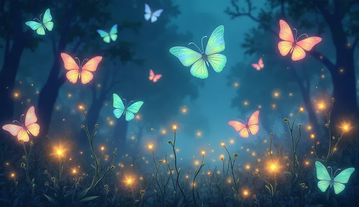 Various Mgical butterflies and fireflies in one Frame 
