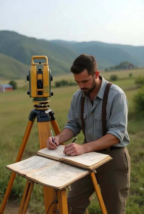 Adjustment of observation in surveying with a tool or notebook 