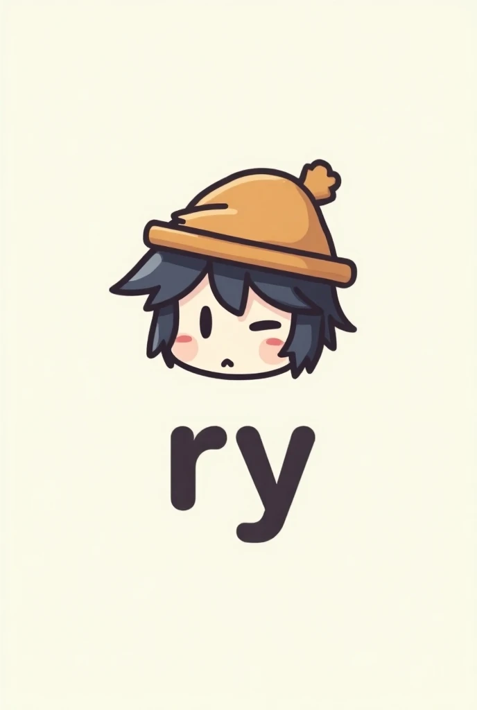 Give me the logo of the anime character Upside Down Hat and the characters name is Ryou. From the bottom, put a logo in the form of RY